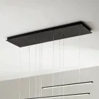 Lámpara de araña con luces LED horizontales en metal y cables ajustables - Naranja viadurini