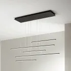 Lámpara de araña con luces LED horizontales en metal y cables ajustables - Naranja viadurini