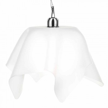 Araña de diseño blanca satinada con cortinas Dafne fabricada en Italia
