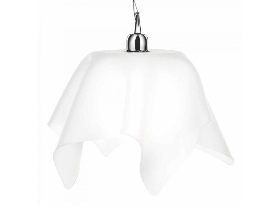 Araña de diseño blanca satinada con cortinas Dafne fabricada en Italia viadurini
