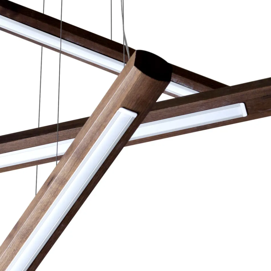 Una araña de diseño de 4 piezas en madera Grilli York hecha en Italia viadurini