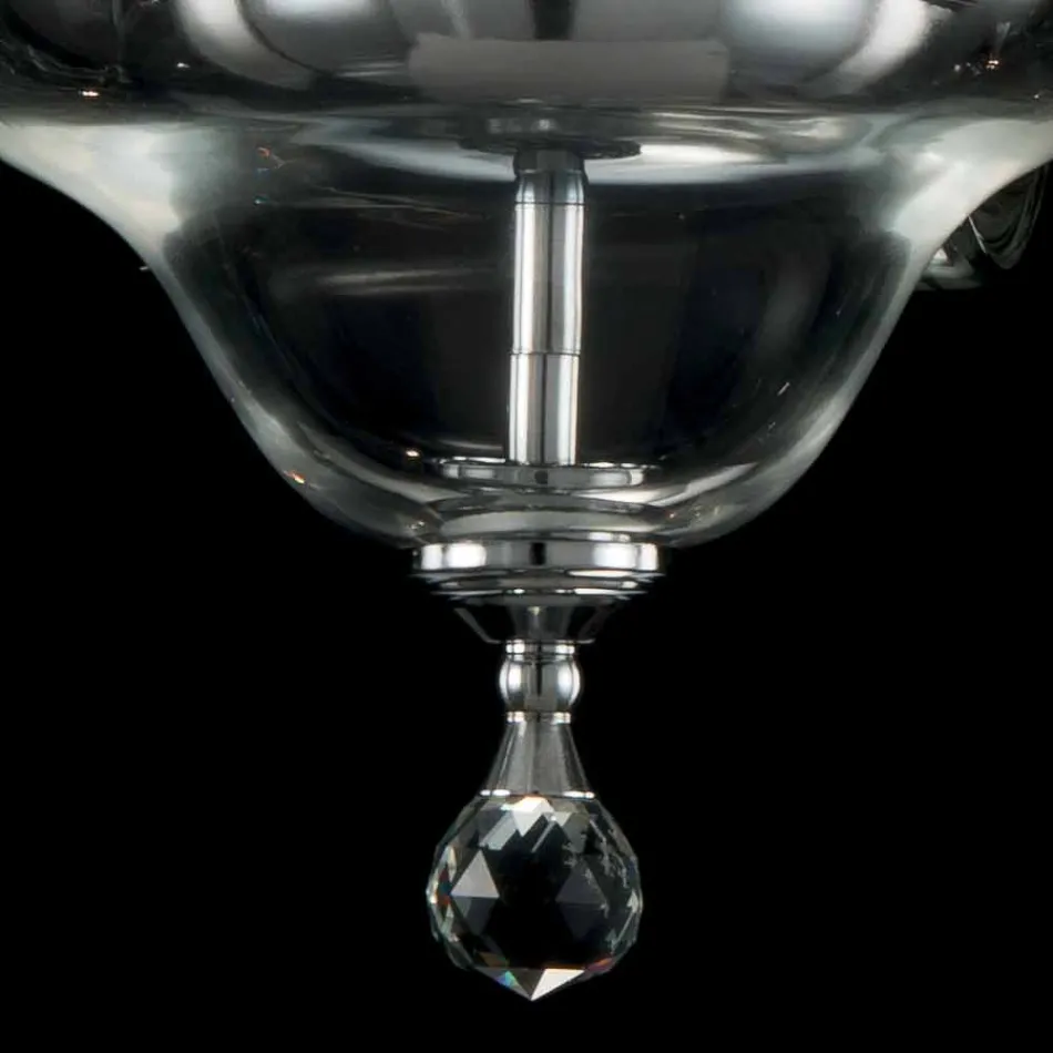 Diseño Lámpara 6 luces vidrio y cristal Ivy, fabricado en Italia viadurini