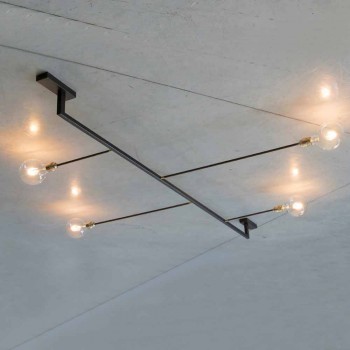 Araña de diseño hecha a mano en hierro con 4 luces Made in Italy - Anima
