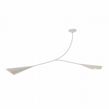 Araña de luces hecha a mano de acero pintado en blanco Made in Italy - Elica viadurini