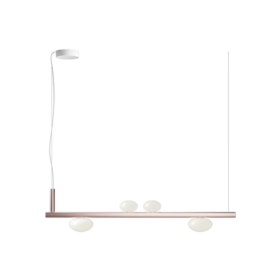 Lámpara de araña de aluminio con luz de vidrio soplado blanco - Alma viadurini