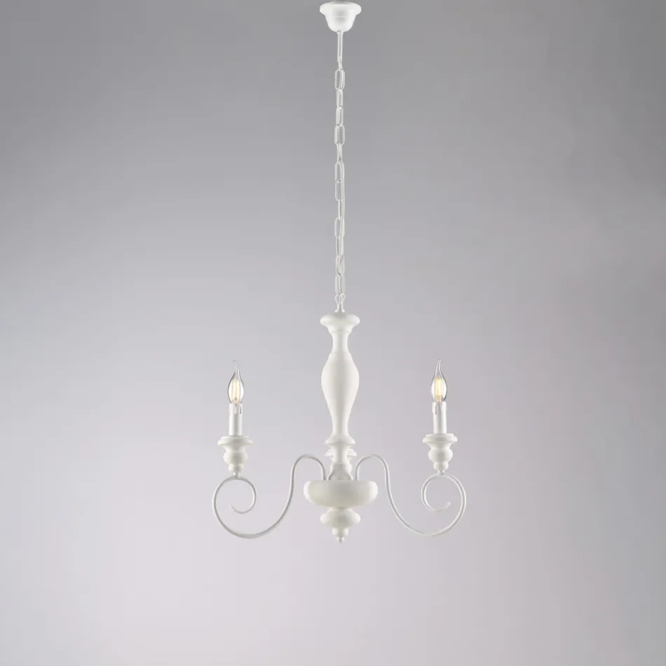 Lámpara de araña de madera y hierro lacado de fabricación italiana para decoración de interiores - Toscana viadurini