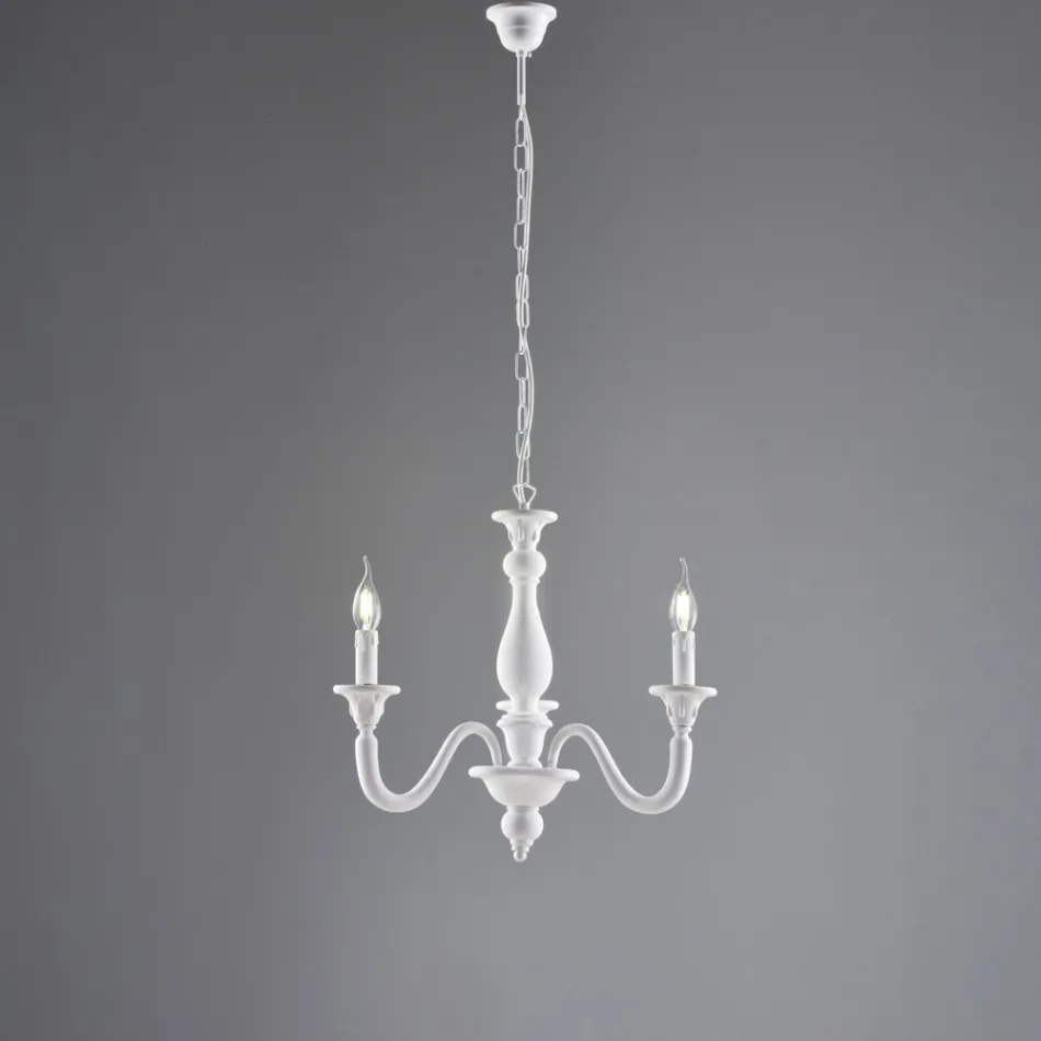 Lámpara de araña de madera para decoración de interiores, fabricada en Italia - Siena viadurini