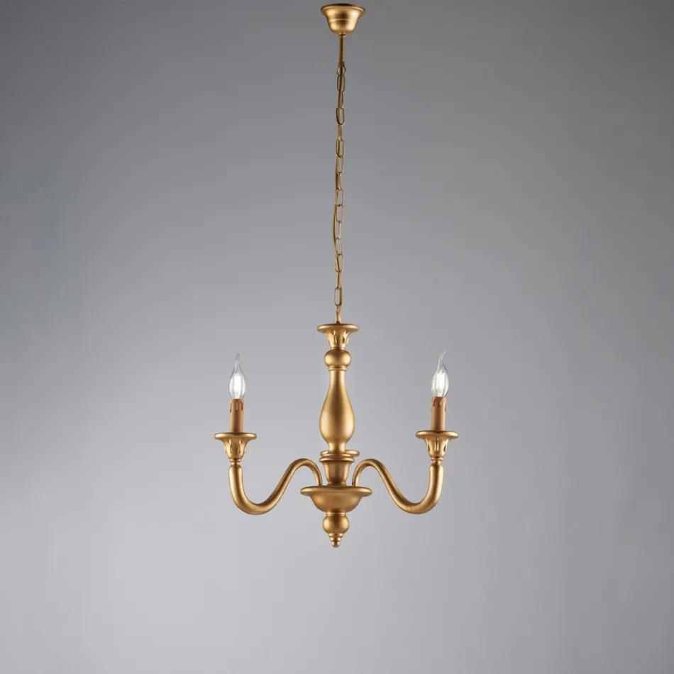 Lámpara de araña de madera para decoración de interiores, fabricada en Italia - Siena viadurini