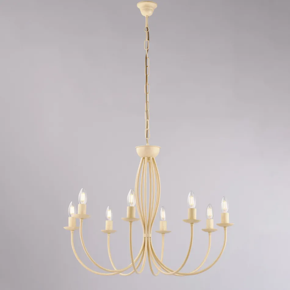 Lámpara de araña de metal blanco para iluminar espacios refinados – Roccia viadurini