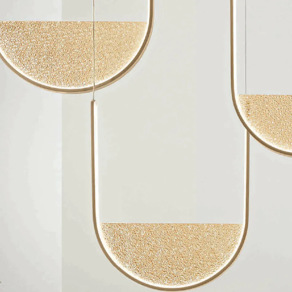 Lámpara de araña de metal con inserto extraíble en vidrio granulado - Catalpa viadurini