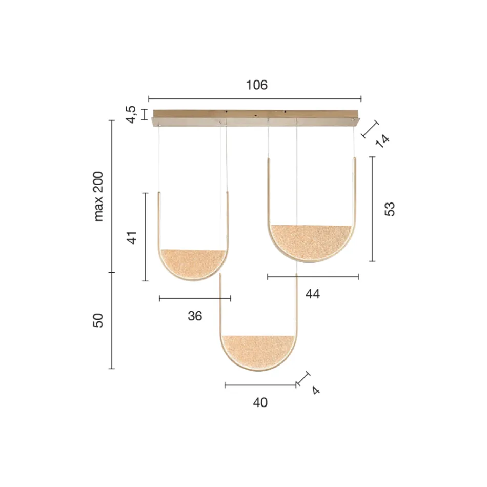 Lámpara de araña de metal con inserto extraíble en vidrio granulado - Catalpa viadurini