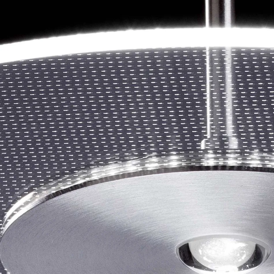 Lámpara de araña de metal con difusor de plexiglás micropunteado - Nora viadurini