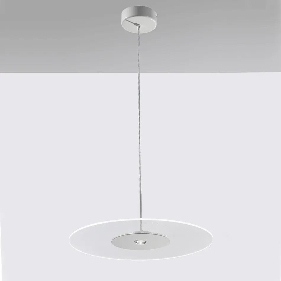 Lámpara de araña de metal con difusor de plexiglás micropunteado - Nora viadurini