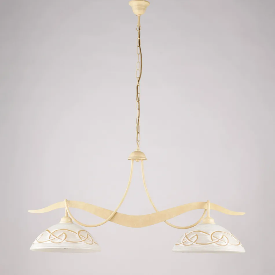 Lámpara de araña de metal y vidrio de dos luces para iluminación interior - Musca viadurini