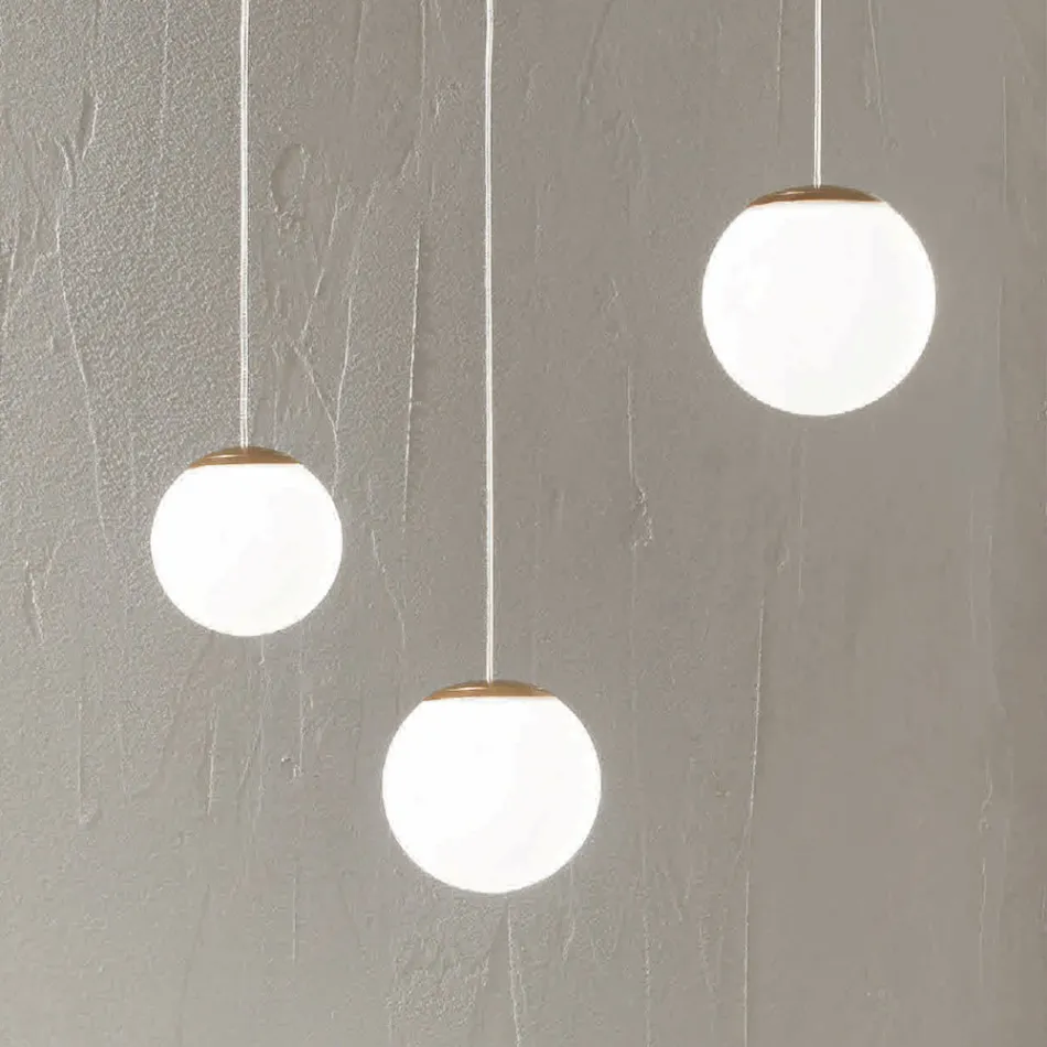 Lámpara de araña de metal pintado dorado con 3 LED y vidrio opcional - Haya viadurini