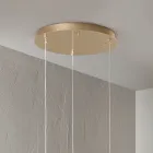 Lámpara de araña de metal pintado dorado con 3 LED y vidrio opcional - Haya viadurini