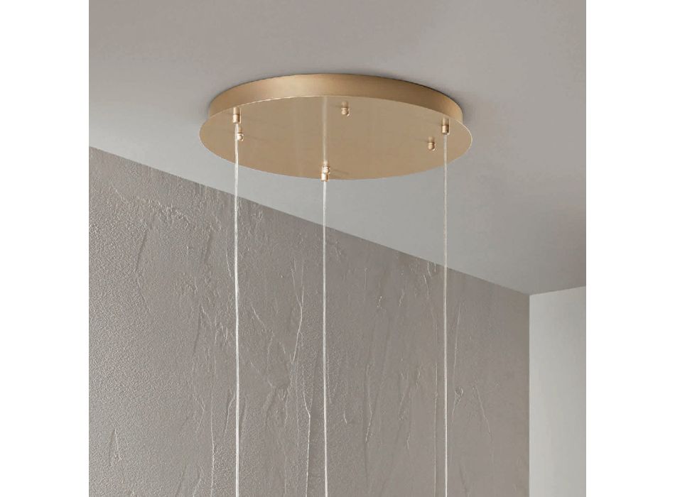 Lámpara de araña de metal pintado dorado con 3 LED y vidrio opcional - Haya viadurini