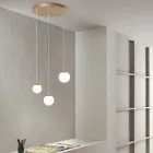 Lámpara de araña de metal pintado dorado con 3 LED y vidrio opcional - Haya viadurini