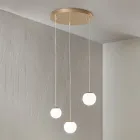 Lámpara de araña de metal pintado dorado con 3 LED y vidrio opcional - Haya viadurini