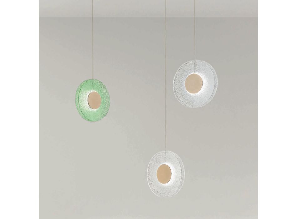 Araña de Metal Pintado y Vidrio Granulado Coloreado con Luz LED - Albizia viadurini