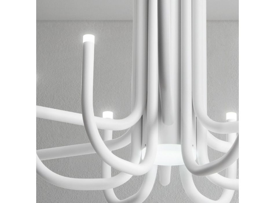 Araña LED de 13 luces en metal pintado blanco, negro o dorado - Escorpio