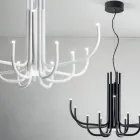 Araña LED de 13 luces en metal pintado blanco, negro o dorado - Escorpio viadurini