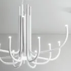 Araña LED de 13 luces en metal pintado blanco, negro o dorado - Escorpio viadurini