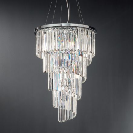 Lámpara de araña clásica de lujo en metal cromado y cristal tallado - Lambert viadurini