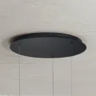 Araña moderna con formas geométricas en metal y piel sintética - Ciprés viadurini