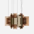 Velis - Lámpara de araña moderna de cristal fusionado con un diseño elegante, fabricada en Italia. viadurini