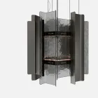 Velis - Lámpara de araña moderna de cristal fusionado con un diseño elegante, fabricada en Italia. viadurini