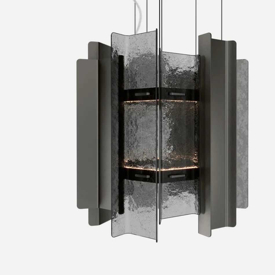 Velis - Lámpara de araña moderna de cristal fusionado con un diseño elegante, fabricada en Italia. viadurini