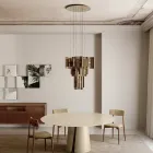 Velis - Lámpara de araña moderna de cristal fusionado con un diseño elegante, fabricada en Italia. viadurini