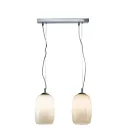 Lámpara colgante de dos luces de cristal soplado a mano, fabricada en Italia - Soffio viadurini