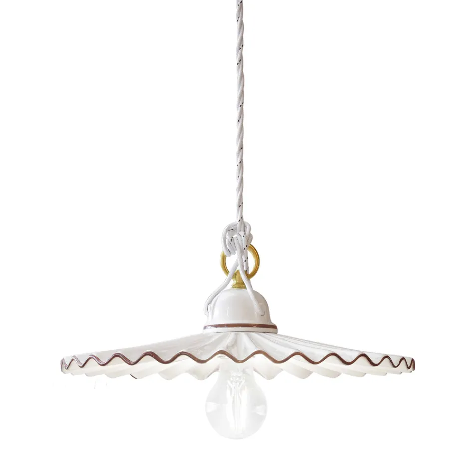 Lámpara suspendida en hilos de colores de cerámica Ferroluce L&#39;Aquila viadurini