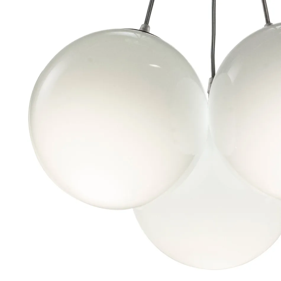 Lámpara de araña colgante de tres luces en cristal labrado, fabricada en Italia - Althea viadurini