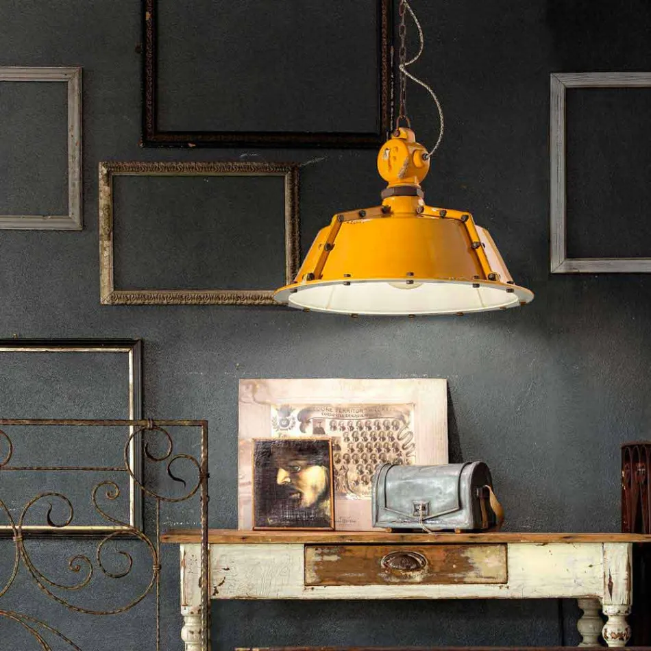 campana de la lámpara del vintage estilo industrial Jillian Ferroluce viadurini