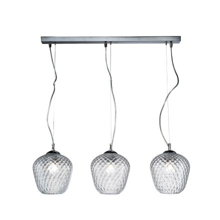 Lámpara de araña lineal de tres luces en cristal veneciano, fabricada en Italia - Elisia viadurini