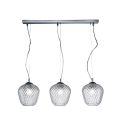 Lámpara de araña lineal de tres luces en cristal veneciano, fabricada en Italia - Elisia