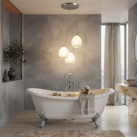 Lámpara de araña de tres luces sobre base redonda de cristal laminado, fabricada en Italia - Iride viadurini
