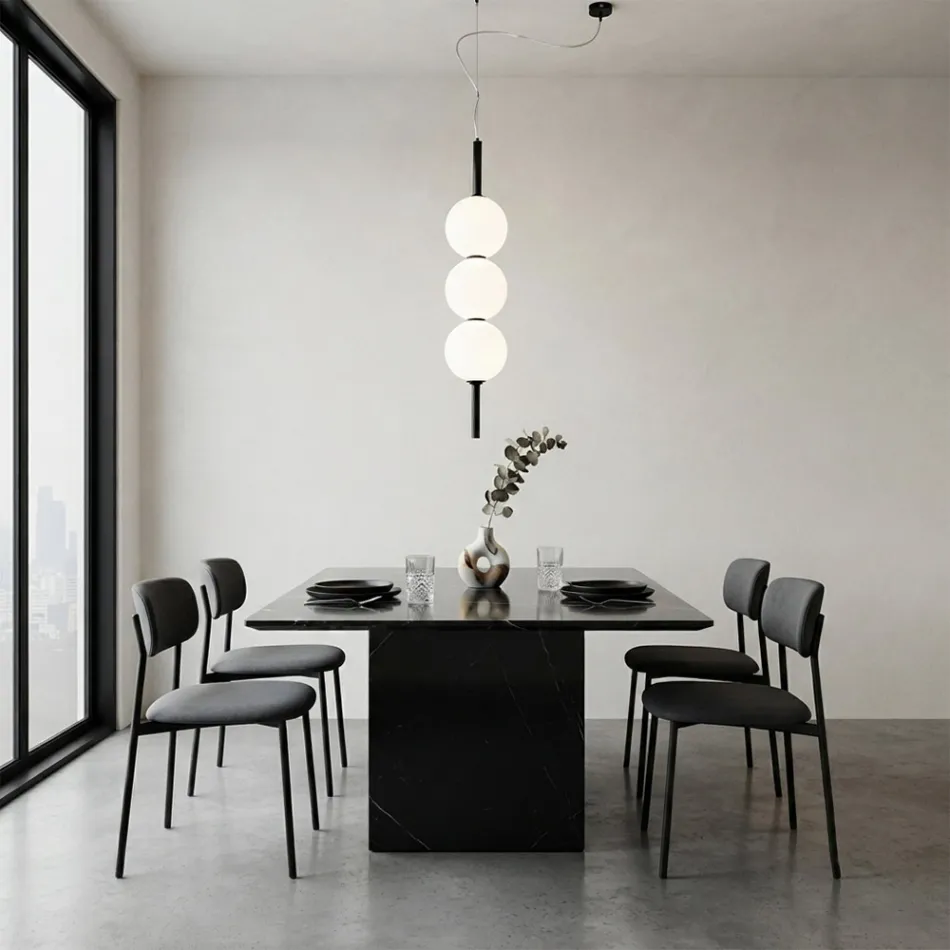 Lumira - Lámpara de araña vertical de tres luces en cristal labrado, fabricada en Italia. viadurini