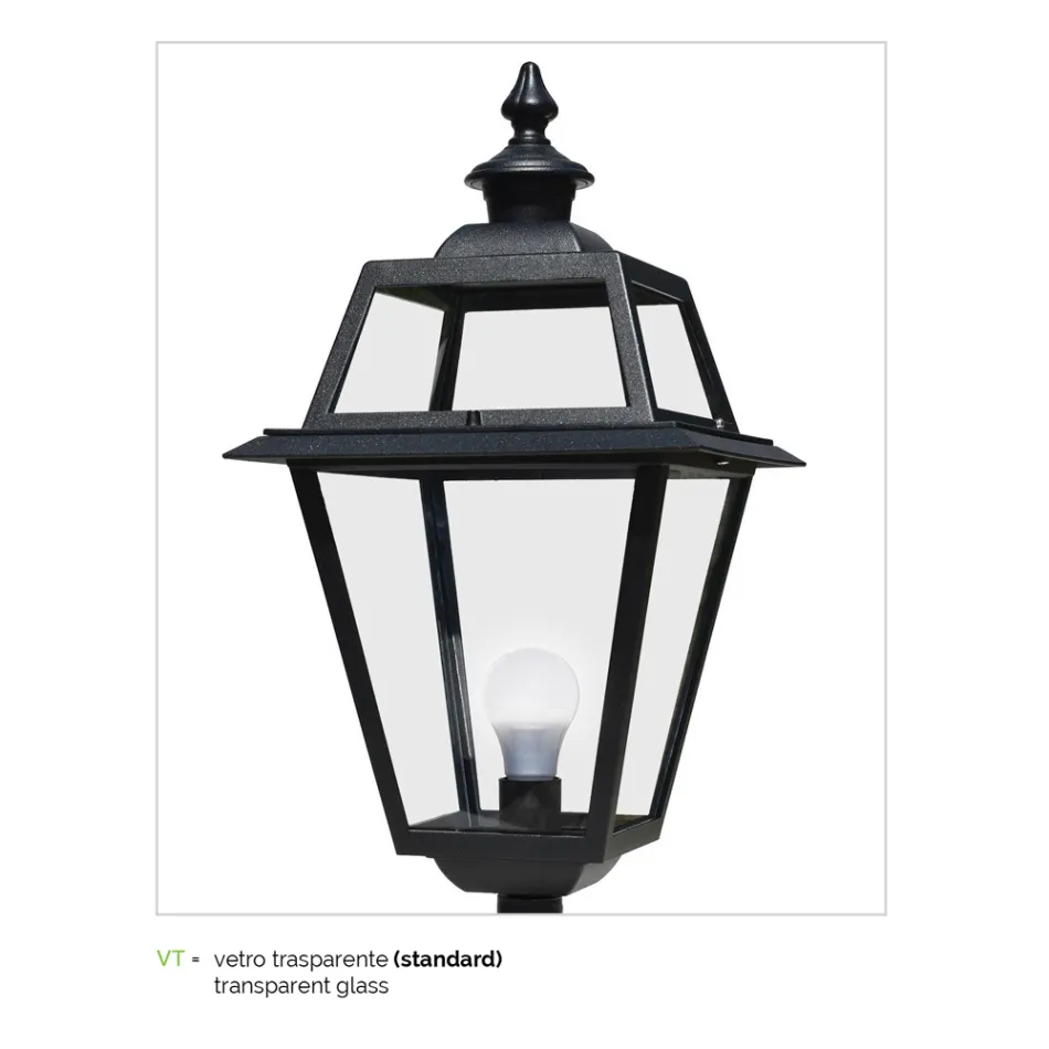 Farola 2 Luces Estilo Vintage en Aluminio y Vidrio Made in Italy - Vivian viadurini