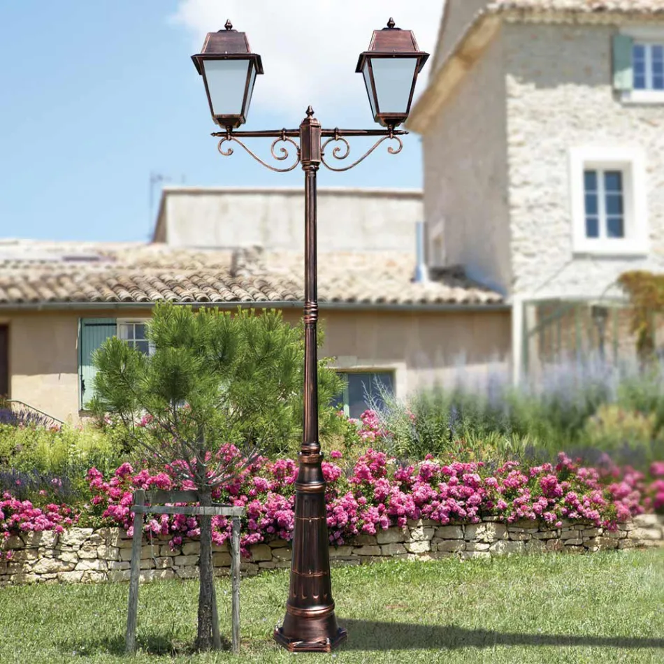 Farola 2 Luces Estilo Vintage en Aluminio Made in Italy - Doroty viadurini