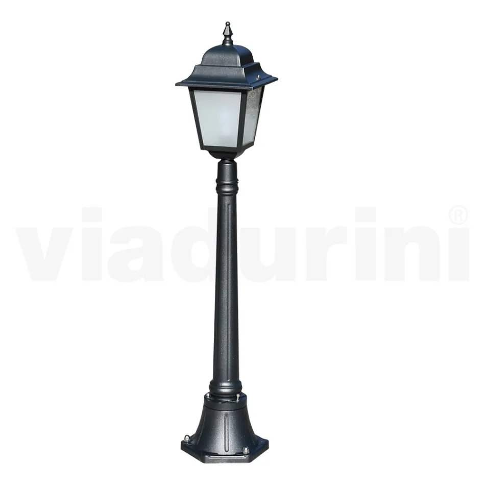 Farola de 116 cm de altura en vidrio antracita y aluminio Made in Italy - Scintilla viadurini