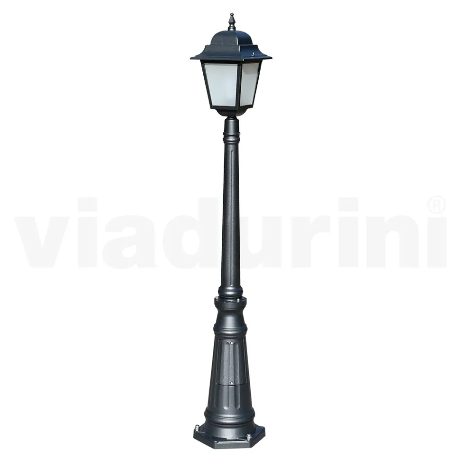 Farola de 152 cm de altura en vidrio antracita y aluminio Made in Italy - Scintilla viadurini