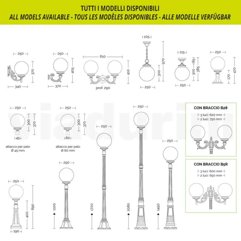Farola de 172 cm de altura en acrílico blanco y aluminio fabricada en Italia - Trovabianco viadurini