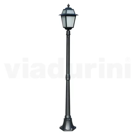 Farola de jardín de 178 cm de altura en Aluminio Antracita y Cristal Arenado - Elric viadurini