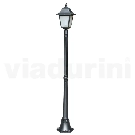 Farola de 178 cm de altura en vidrio antracita y aluminio Made in Italy - Scintilla viadurini