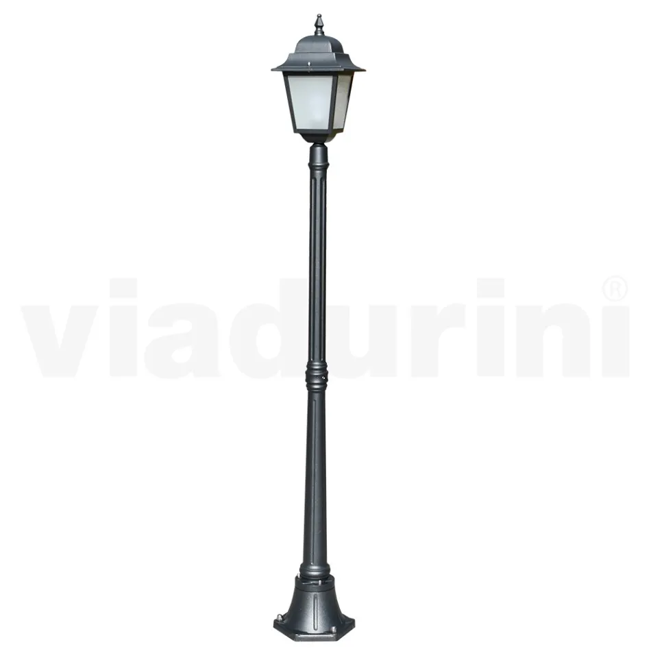 Farola de 178 cm de altura en vidrio antracita y aluminio Made in Italy - Scintilla viadurini
