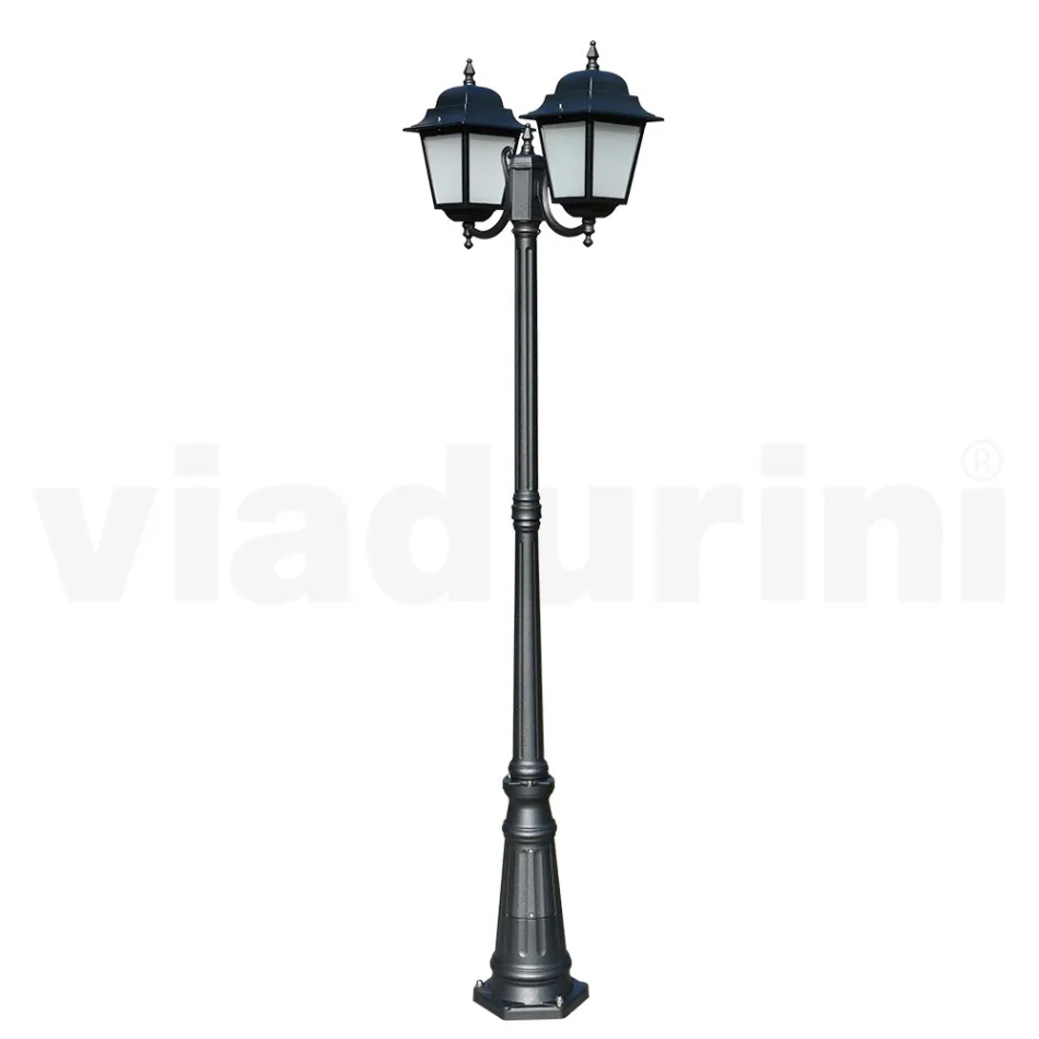 Farola de 208 cm de altura en vidrio antracita y aluminio Made in Italy - Scintilla viadurini